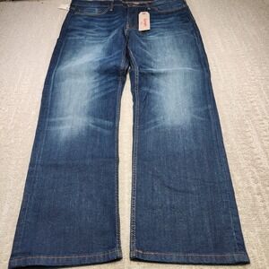 Levis 514 Jeans Men 38x30 Straight Leg Regular Fit Whiskers Marble Blue Stretch